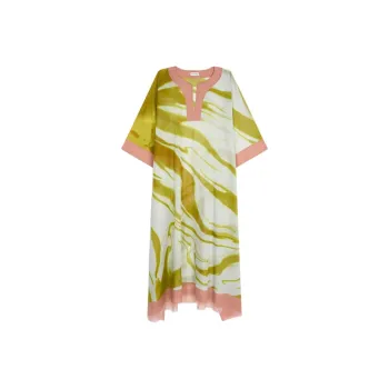 DRIES VAN NOTEN Abstract Print V Neck Midi Dress