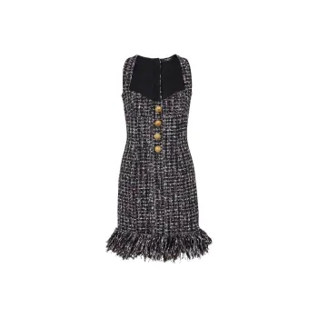 BALMAIN Button embellished Tweed Minidress