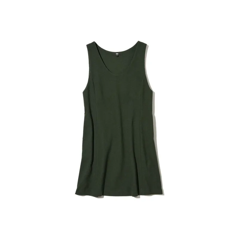 UNIQLO Sleeveless Dresses Women's Dark Green-0