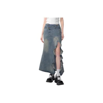 PAIN OR PLEASURE Denim Long Skirts Women's Blue
