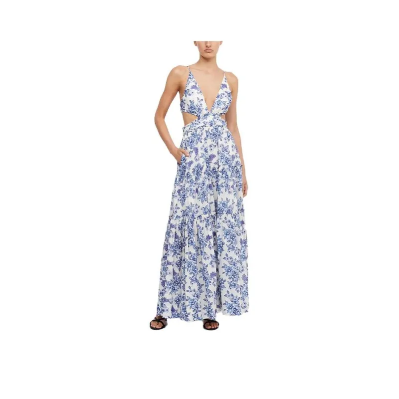 BEC+BRIDGE Slip Dresses Women's Blue And White Porcelain Pattern-0