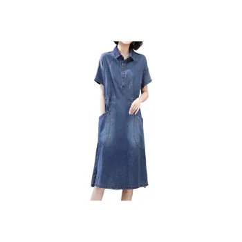 Mapping Short Sleeved Dresses Women's Denim Blue