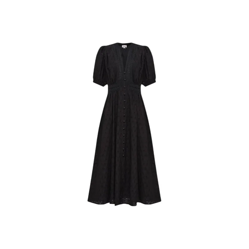 Diane Von Furstenberg SS25 Short Sleeved Dress Women's Black-0
