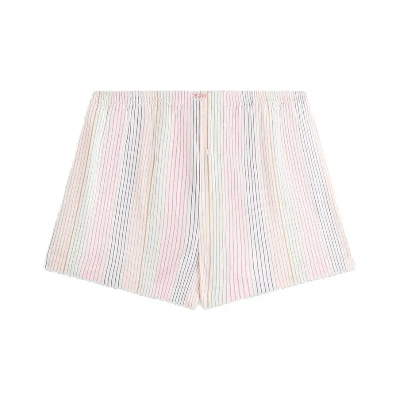 KITH Women's 2024 Summer Collection SS24 Ida II Seersucker Boxer Casual Shorts Women's Pink Green Blue-0