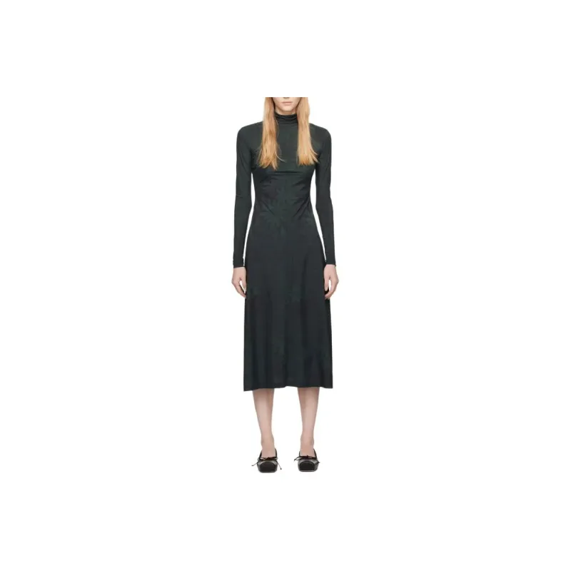 MM6 Maison Margiela Long Sleeved Dresses Women's Dark Green-0