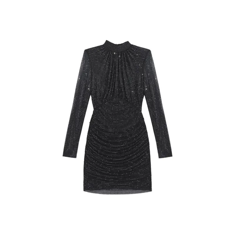 Self portrait Long Sleeved Dress Women's Classic Black-0