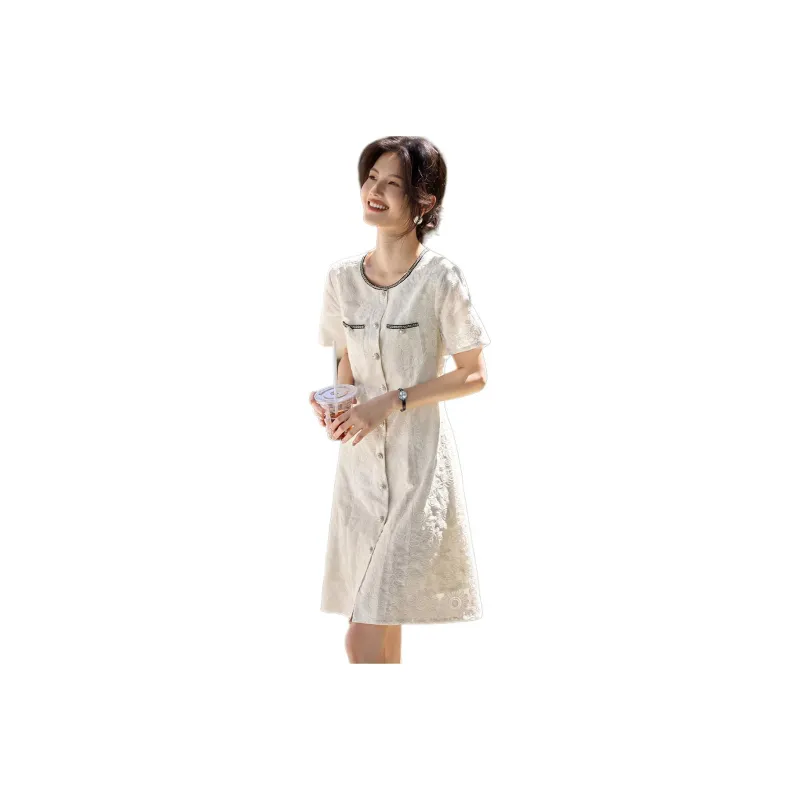XWI Short Sleeved Dress Women's Ecru-0