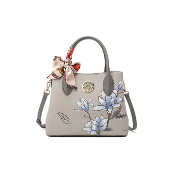 CLEVER& KETCH PU Handbag Women's Gray/Ecru