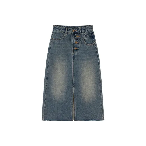 EKOOL Denim Long Skirts Women's Blue