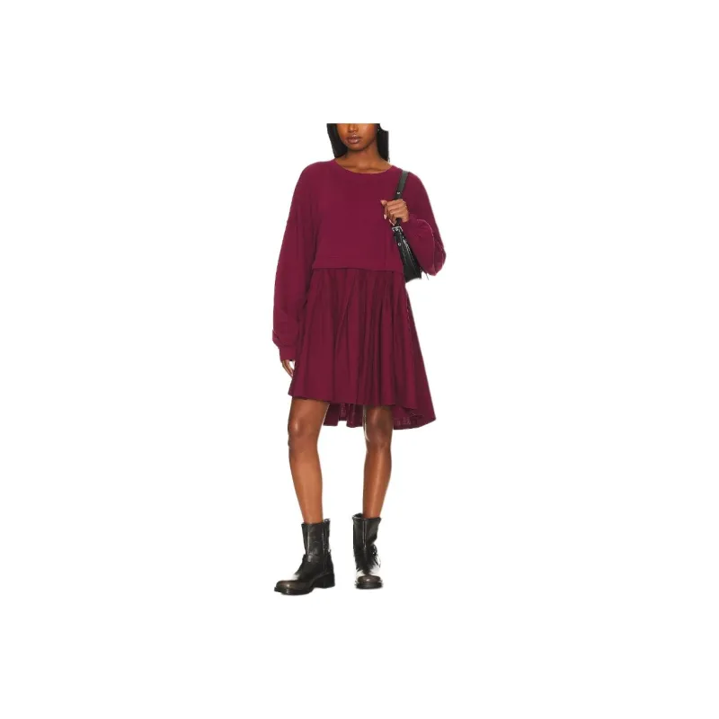 FREE PEOPLE Long-Sleeved Dresses Women's Purple-0
