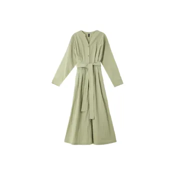 VIMLY Long Sleeved Dresses Women's Light Pea Green