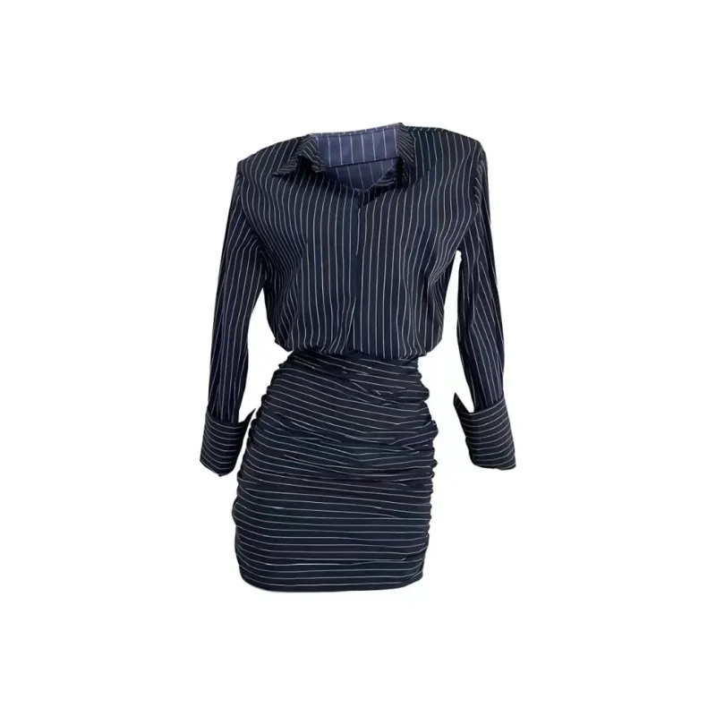 Aghr Long Sleeved Dress Women's Navy Blue-0