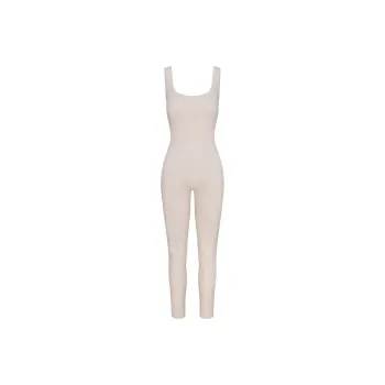 SKIMS Fake Day Collection FW24 COTTON RIB TANK CATSUIT Jumpsuit Women's Heather Oatmeal/Sage Oatmeal Bars