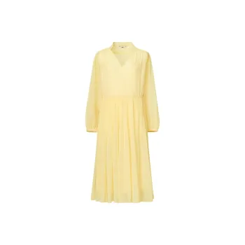 UNIQLO X Clare Waight Keller Co-branded Collection Long-Sleeved Dresses Women's Apricot Yellow