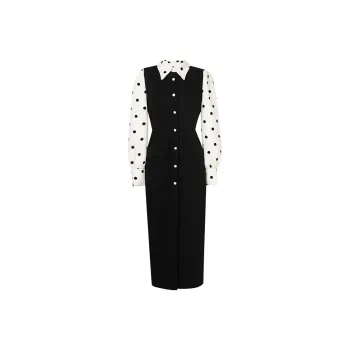 Duffy Fashion Long Sleeved Dresses Women's Black White