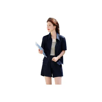 Mo Han Yi Mei Casual Suit Women's Dark Denim Blue