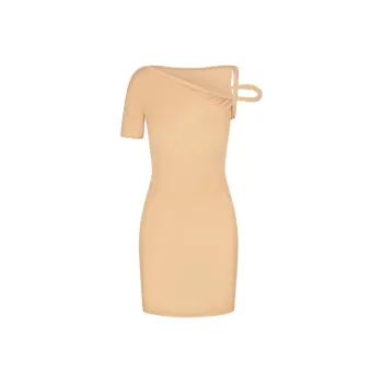 Khy DROP 004 Mesh Stretch Twist Mini Dress Short-Sleeved Dresses Women's Nude/Nude