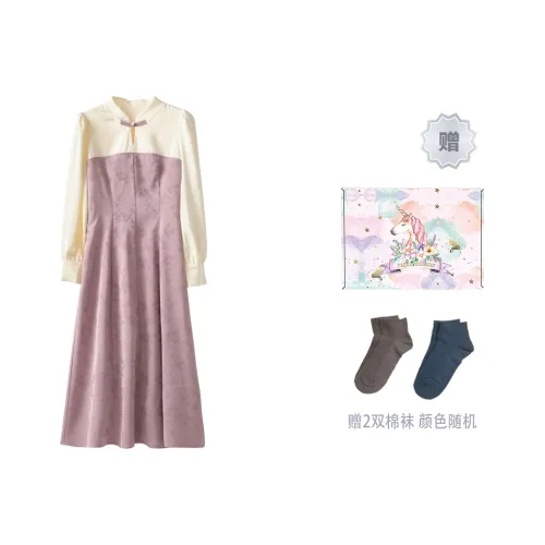 ANNECHEN Long Sleeved Dress Women's Purple