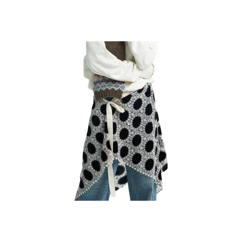 SAME FLOW Knit Long Skirt Unisex Black Dot-0