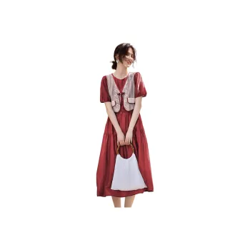 XWI SS24 Short Sleeved Dress Women's Maroon