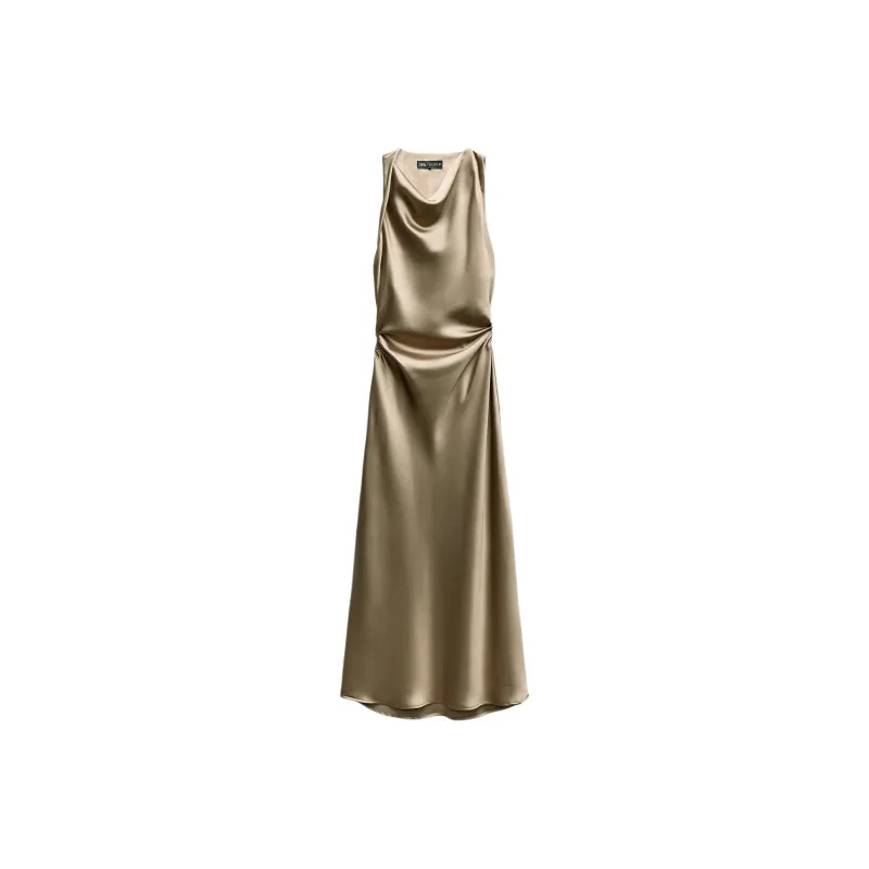 ZARA SS24 Sleeveless Dress Women's Olive Green-0