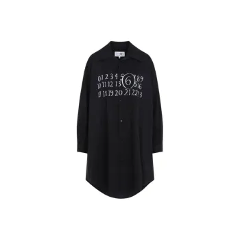 MM6 Maison Margiela Numeric Signature Midi Shirt Dress