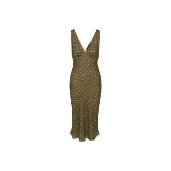 Realisation Par SS24 Sleeveless Dress Women's Olive Spot Rugby Polka Dot