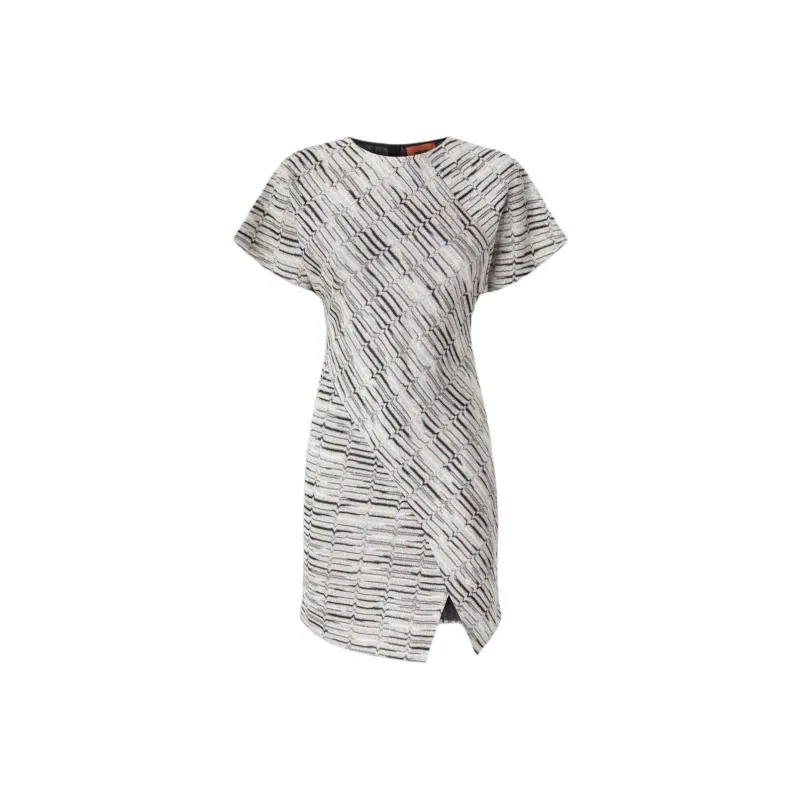 MISSONI Greek Lamé Motif Short Sleeved Mini Dress-0