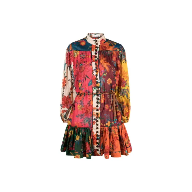Zimmermann Floral-print Belted Mini Dress-0