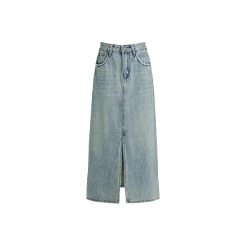 Kazakhstan Denim Long Skirts Women's Emerald Green
