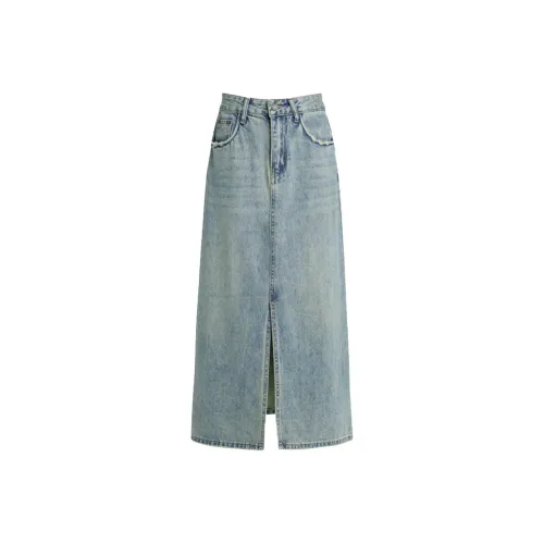 Kazakhstan Denim Long Skirts Women's Emerald Green