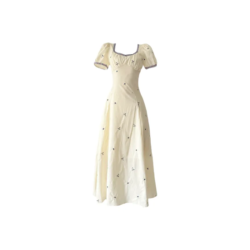 Udon House Short Sleeved Dress Women's Apricot-0