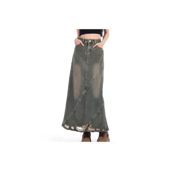 Kele Coco Denim Long Skirt Women's Vintage Blue