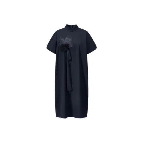 SHANGHAI TANG x Jacky Tsai Short-Sleeved Dresses Women's Marine Blue