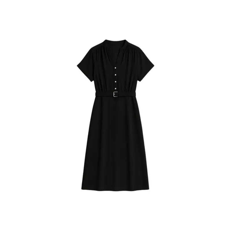 LUYOUYE Short Sleeved Dress Women's Navy Blue-0