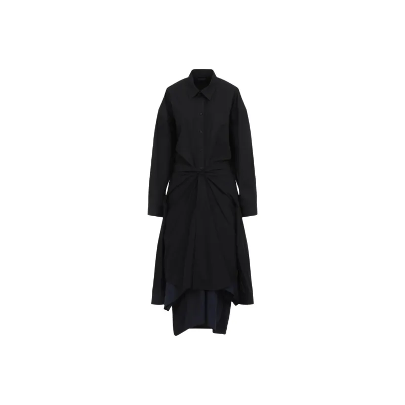 Balenciaga Collared Gathered Long Shirt-0