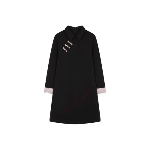 Mo Han Yi Mei Long Sleeved Dress Women's Black