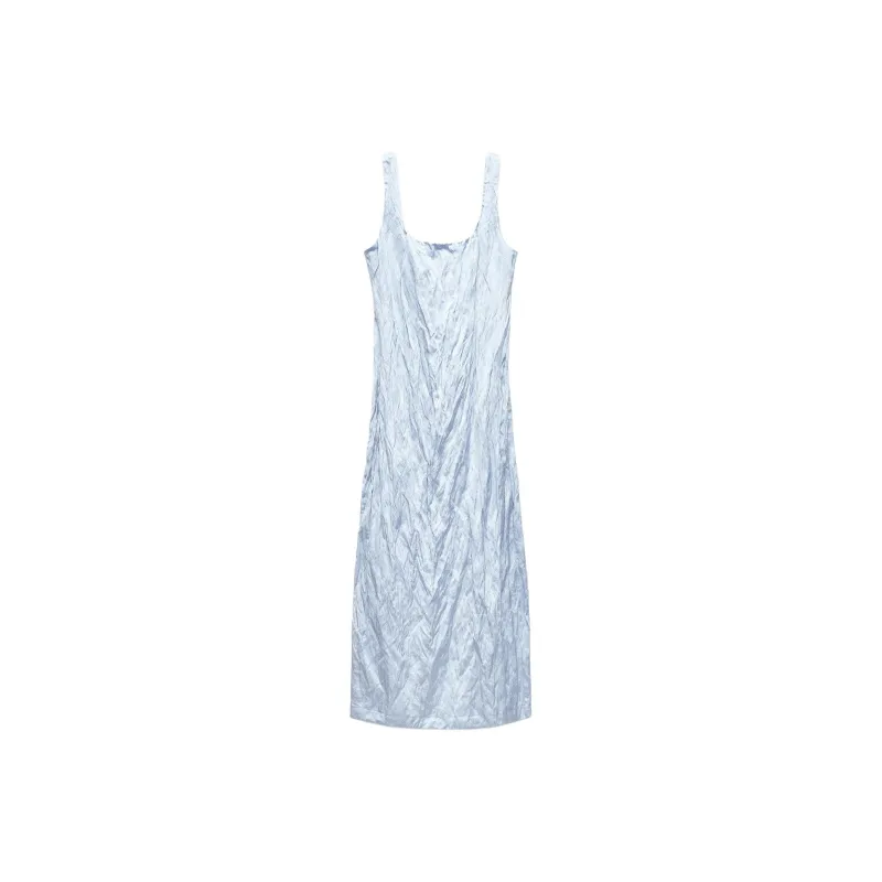 ZARA ZW Series Slip Dresses Women's Light Blue-0