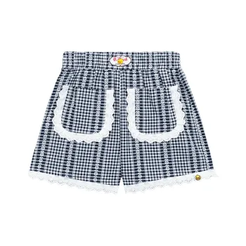 B.Duck Casual Shorts Women's Black White Plaid