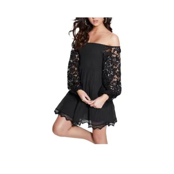 GUESS Eco Off-the-Shoulder Katerina Dress Long-Sleeved Dresses Women's Black