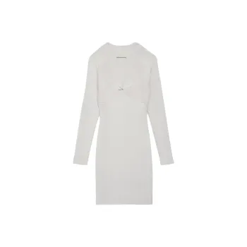 GUESS Cut-Out Mini Sweater Dress Long-Sleeved Dresses Women's White