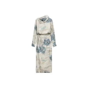ZARA ZW Series Long-Sleeved Dresses Women's Nude/Blue