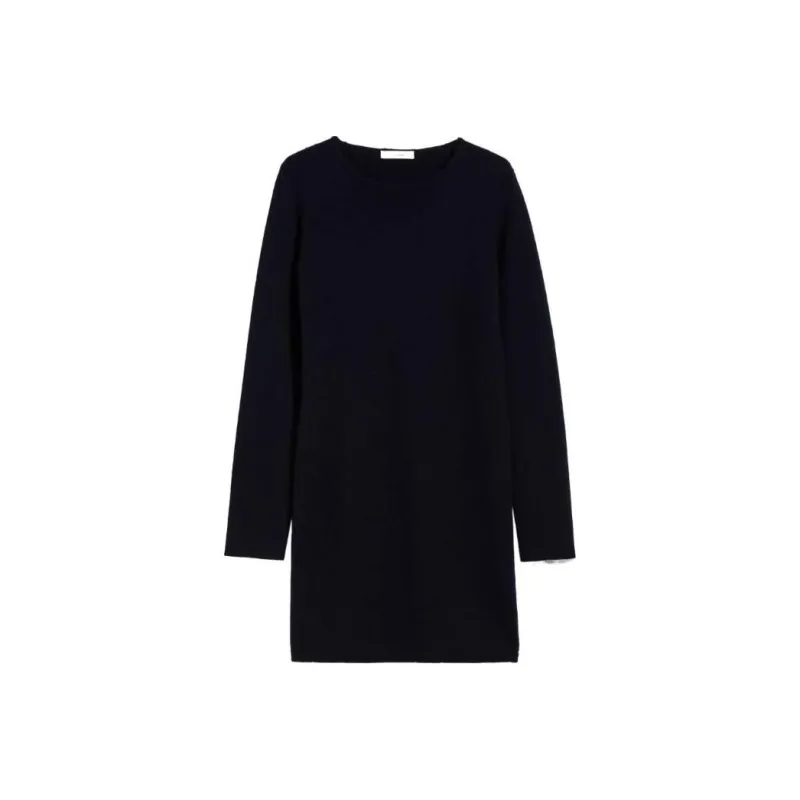 MaxMara Eridani Collection Wool Yarn Mini Dress Long-Sleeved Dresses Women's Black-0