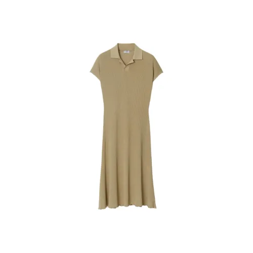 Burberry Ribbed-Knit Short Sleeved Polo Dress