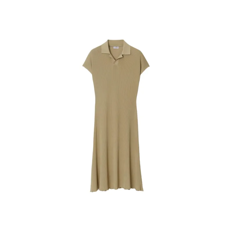 Burberry Ribbed-Knit Short Sleeved Polo Dress-0