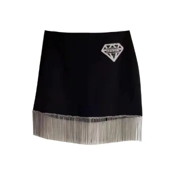 TCH Casual Short Skirts Women's Black With Silver Logo