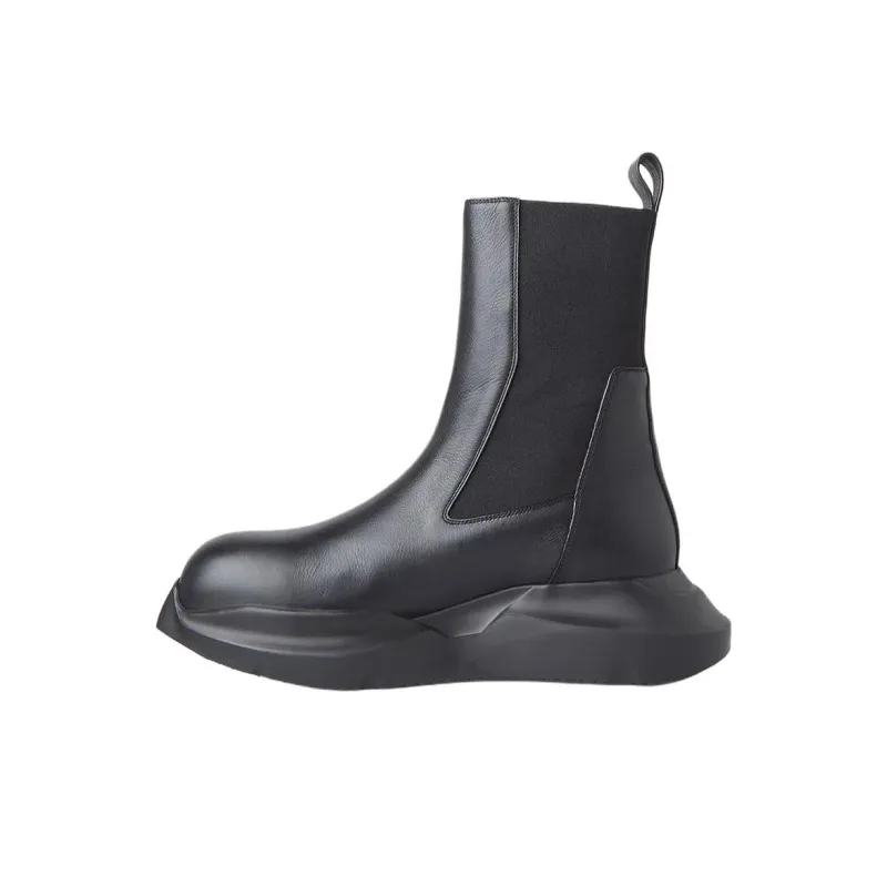 RICK OWENS/RO Geth Beatle Short Chelsea Boots 6cm Men's Black-0