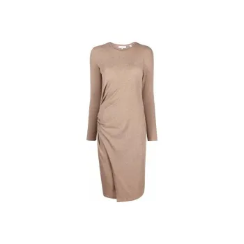 VINCE Gathered Long Sleeve Midi Dress