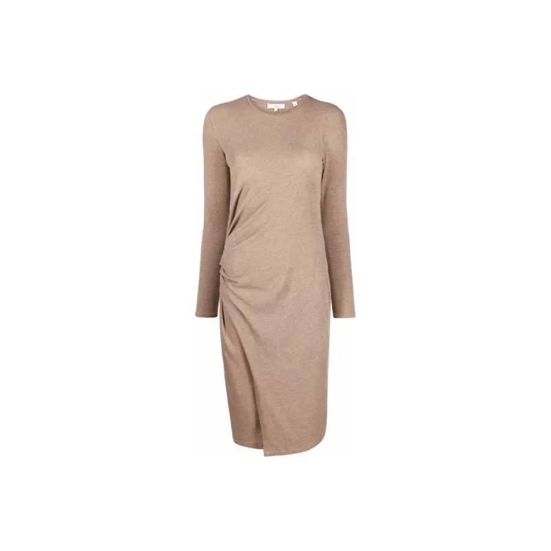 VINCE Gathered Long Sleeve Midi Dress-0