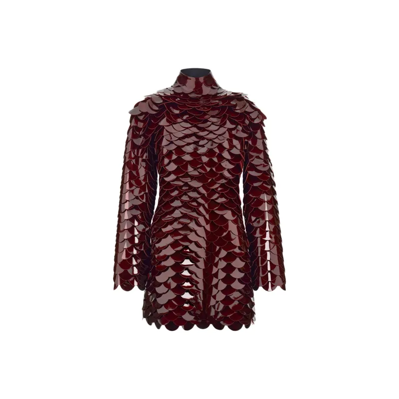 Ferragamo Patent Leather Scales Mini Dress-0